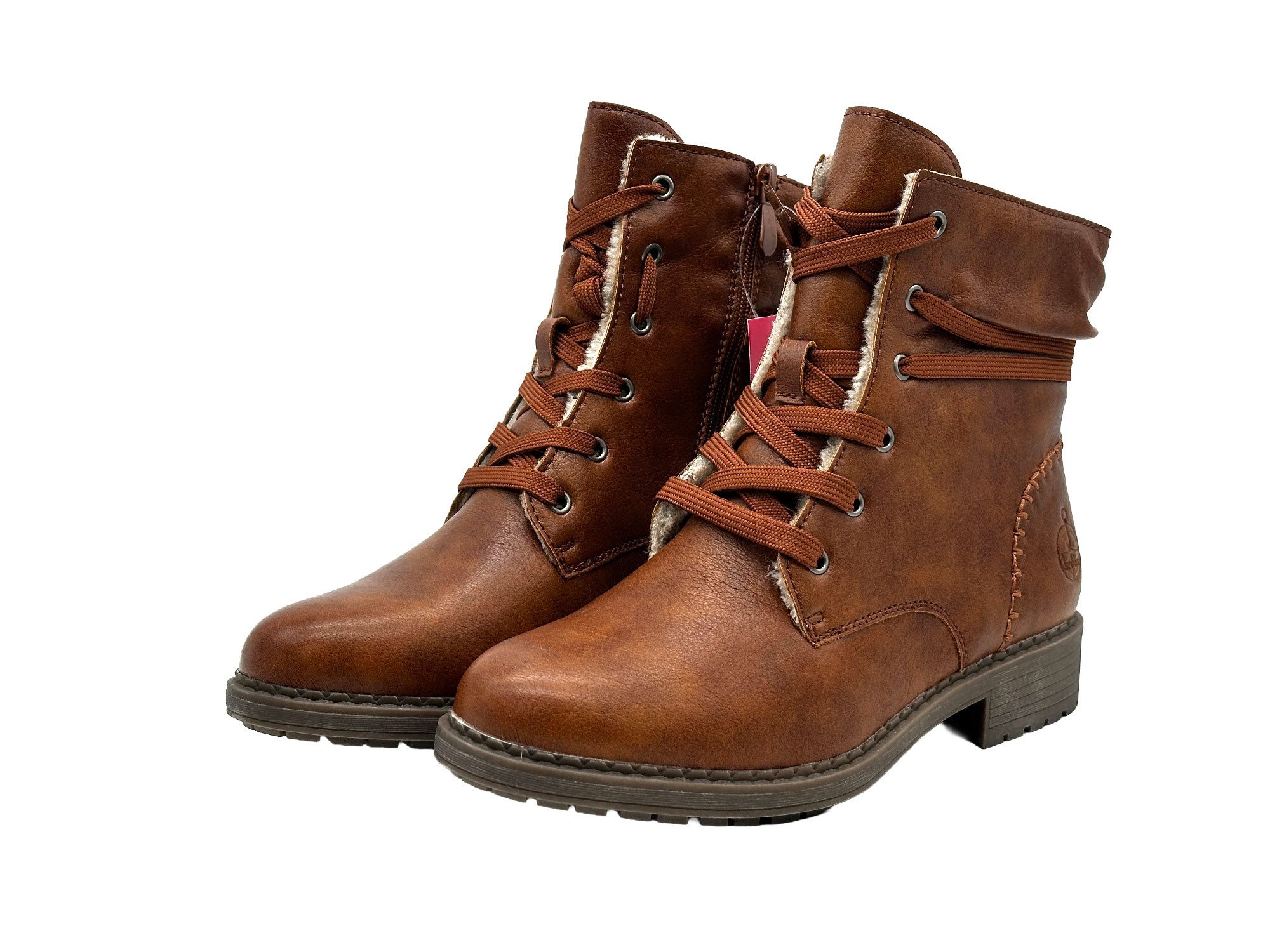 Nowaland Damen Winterstiefeletten mit Warmfutter Winterstiefelette Gefütterte Kunstleder-Stiefeletten mit seitlichem Reißverschluss