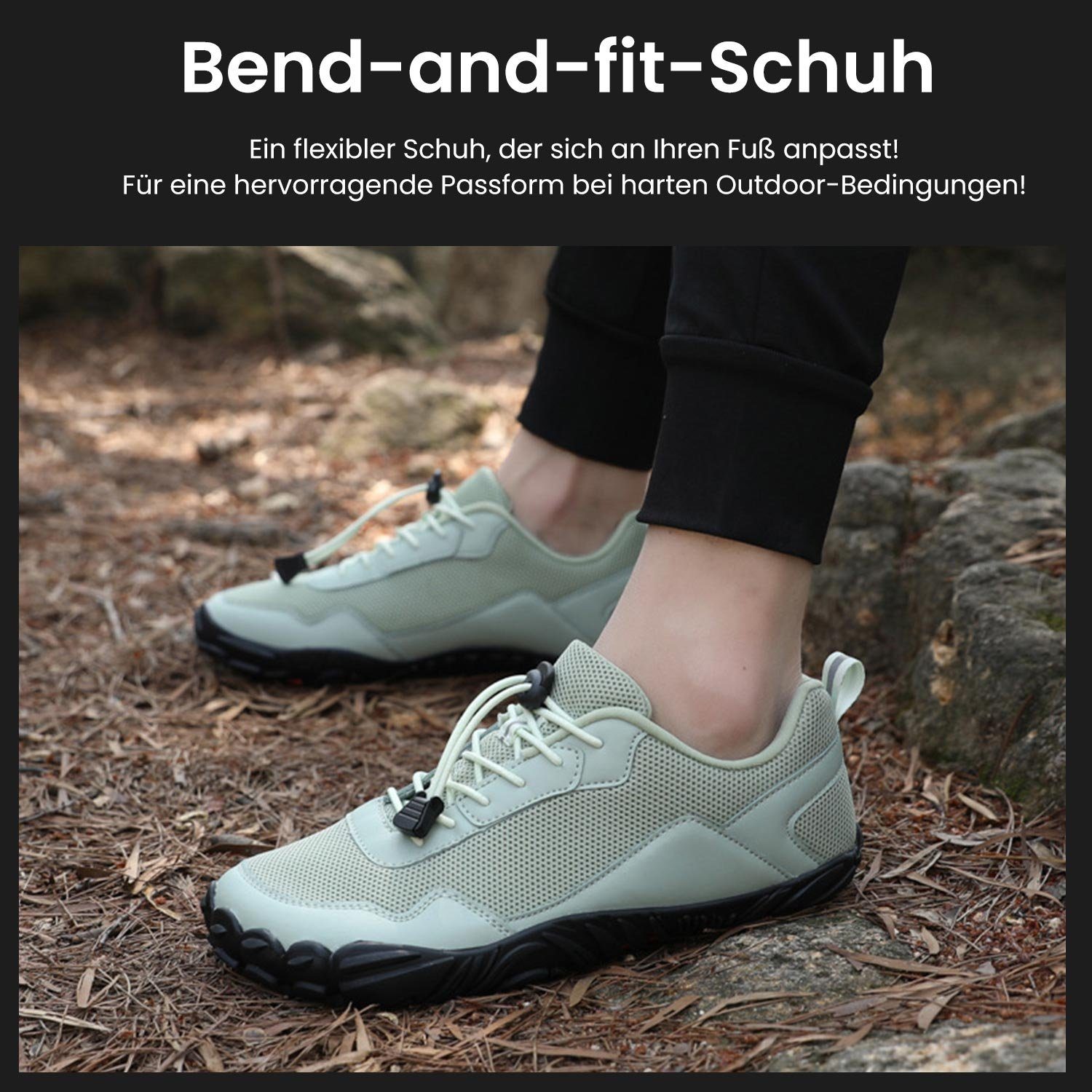 Daisred Herren Traillaufschuhe Weich Fitnessschuhe Hellgrün Barfußschuh Leicht