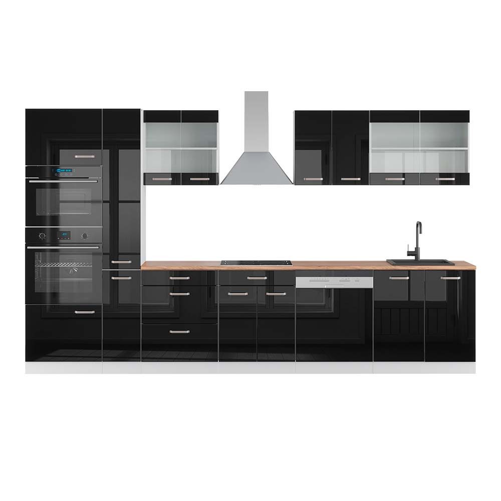 Vicco Küchenzeile R-Line, Schwarz Hochglanz/Weiß, 350 günstig online kaufen