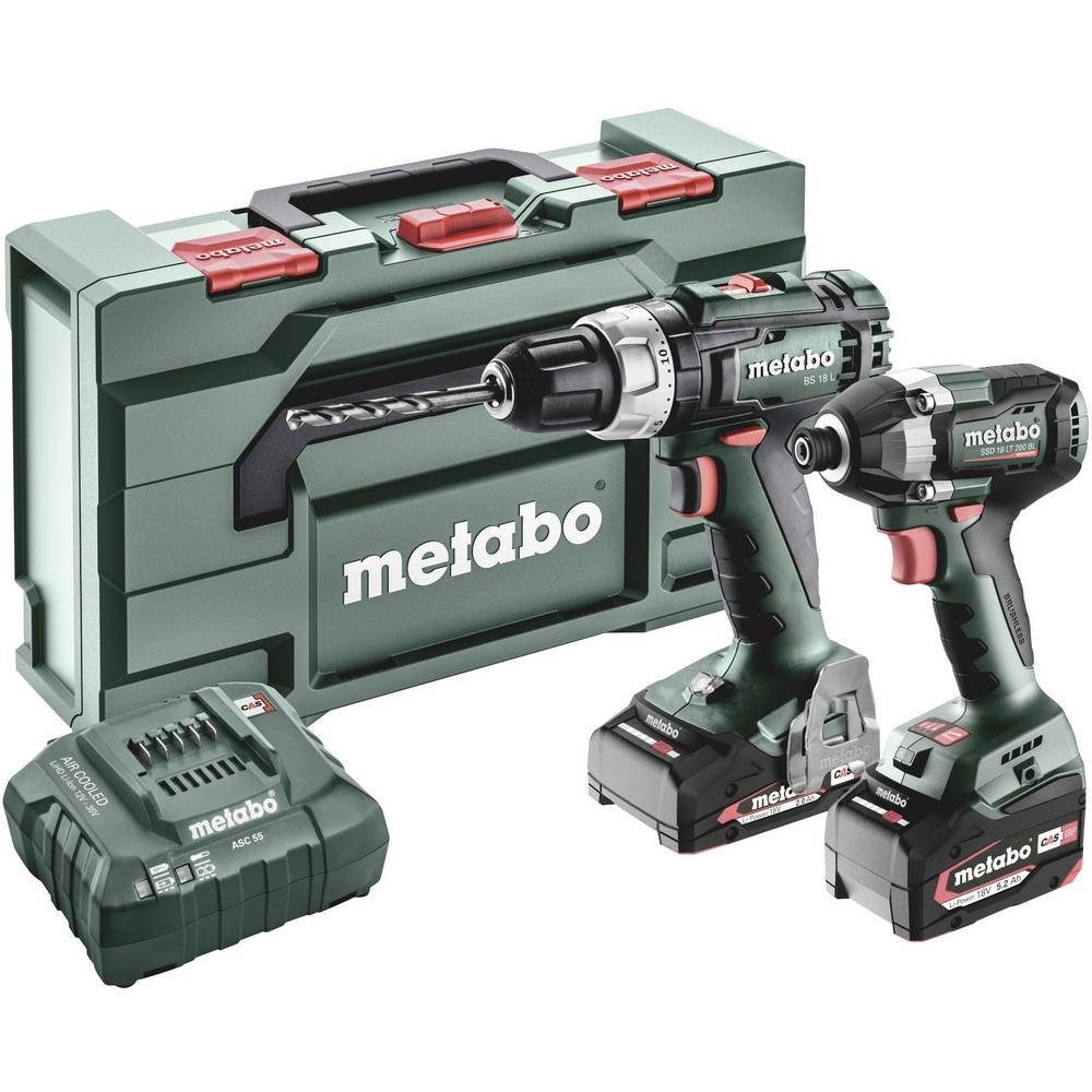 metabo Akku-Bohrschrauber 18 Volt Akku Combo Set 2.8.2 BS 18 L + SSD 18 LT,  inkl. Akku, inkl. Ladegerät