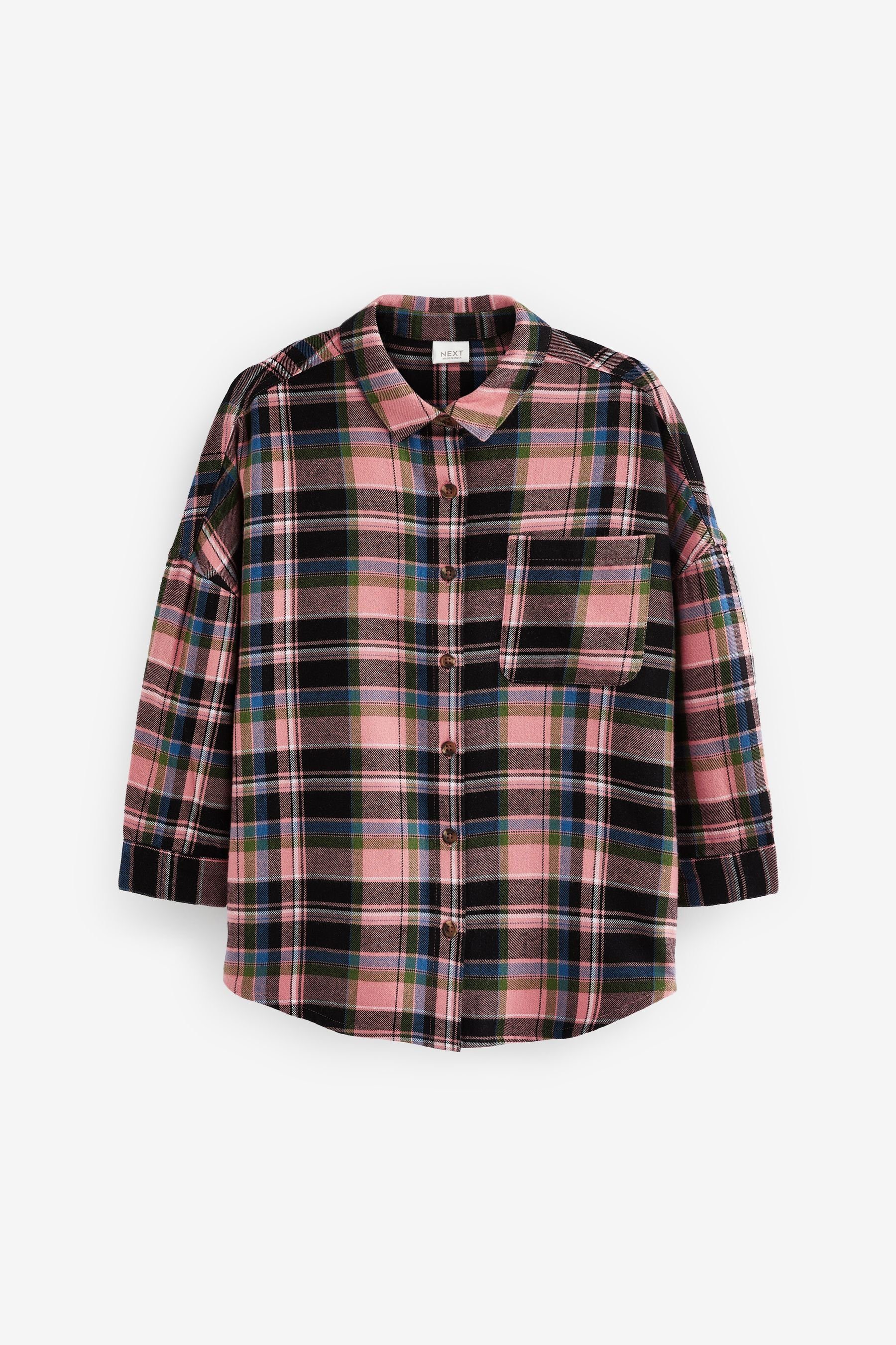 Next Oversize-Shirt Hemd in Oversize Pink/Black (1-tlg) Check