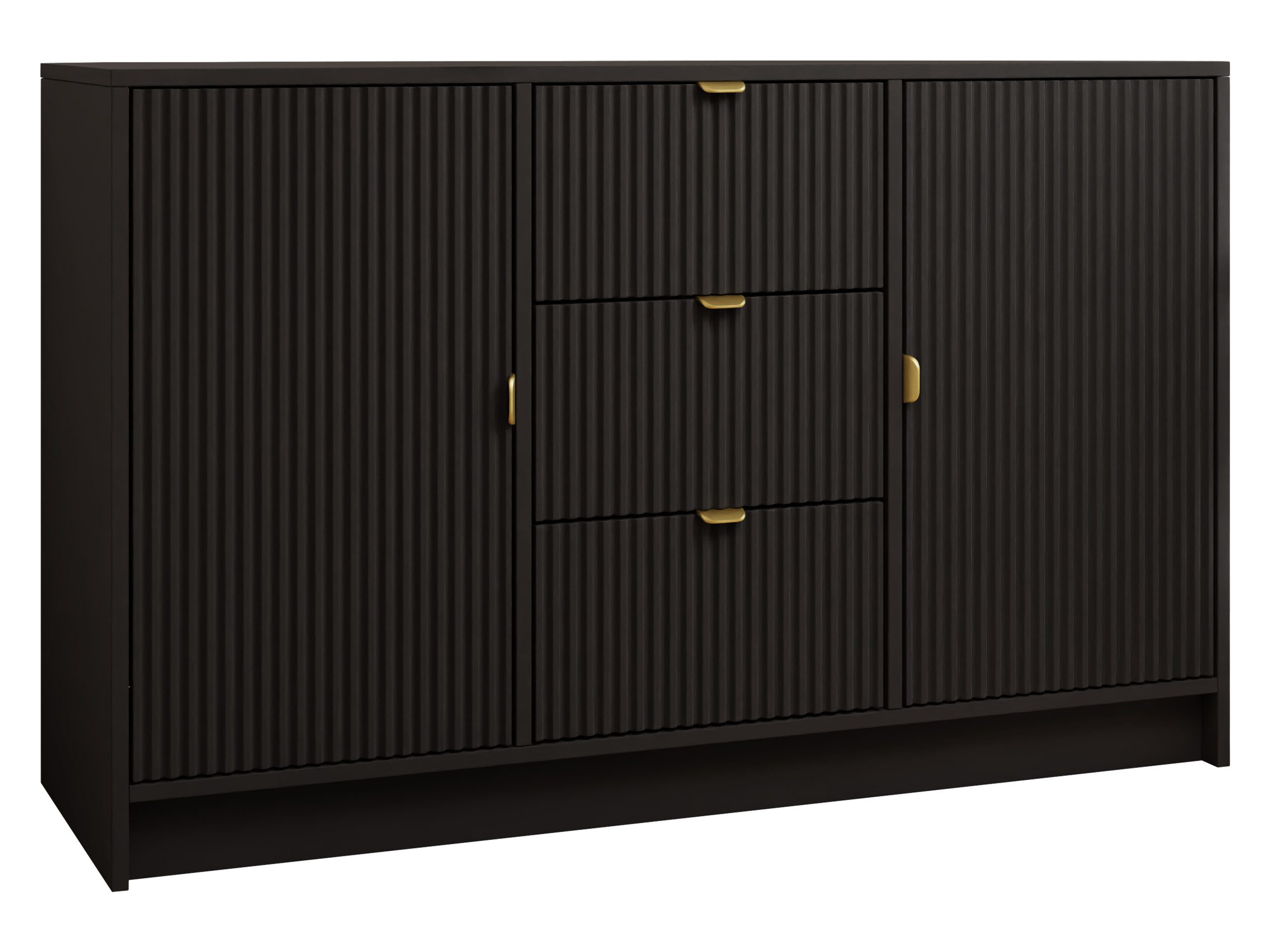 MIRJAN24 Kommode Tireno 2D3SZ (mit zwei Drehtüren und drei Schubladen), Aluminiumgriff in der Farbe Gold
