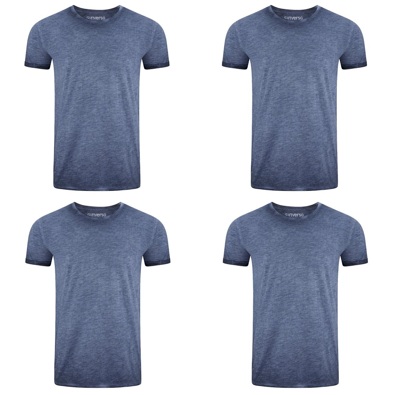 Baumwolle (19400) Dark (4-tlg) Blue T-Shirt O-Neck 100% riverso RIVMatteo