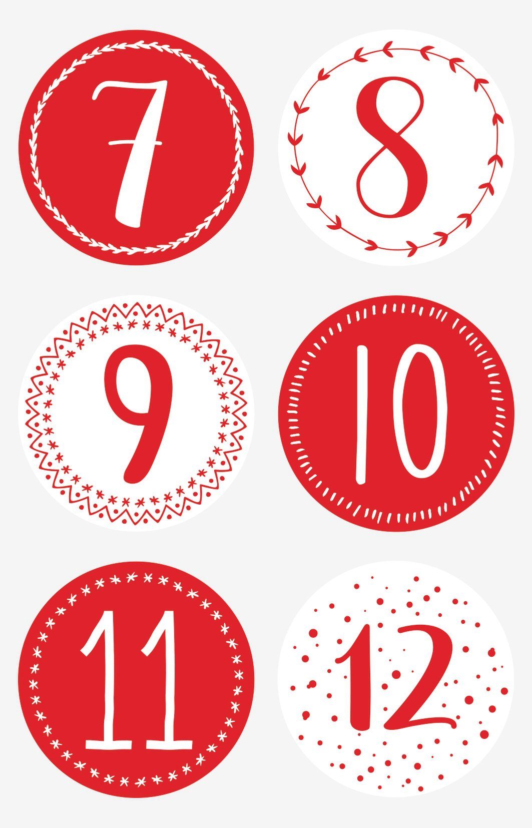 Heyda St), Deko-Buchstaben Rot Sticker 24 Stück (24 Adventszahlen