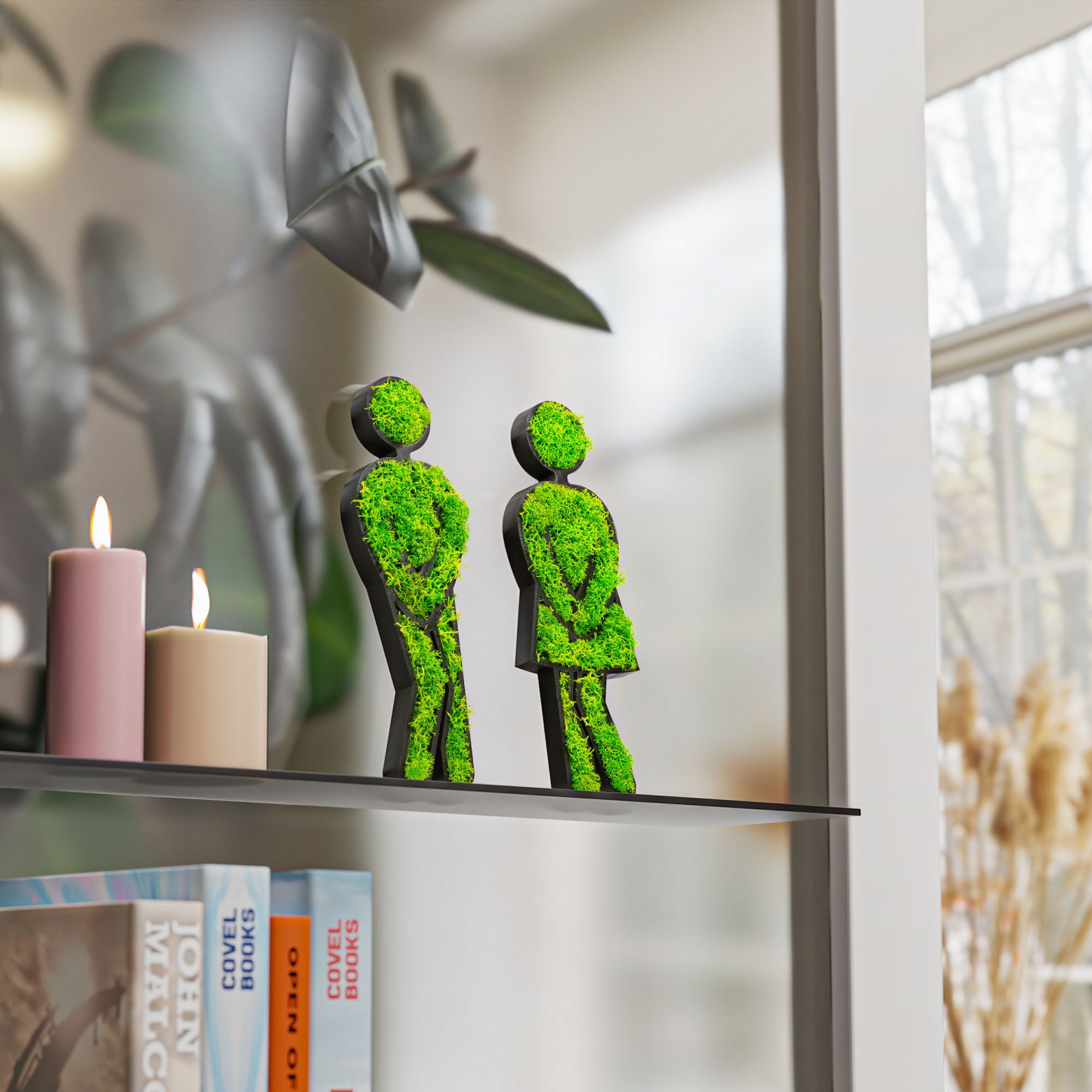 Mooswerk Wanddekoobjekt WC Moos Schild Set Mann & Frau Lustig Deko Toilette günstig online kaufen