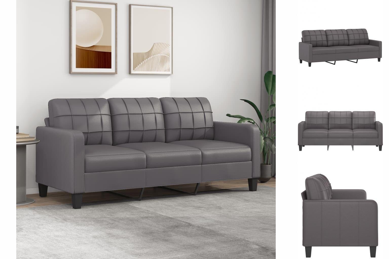 vidaXL Sofa 3-Sitzer Sofa Couch Möbel Grau 180 cm Kunstleder