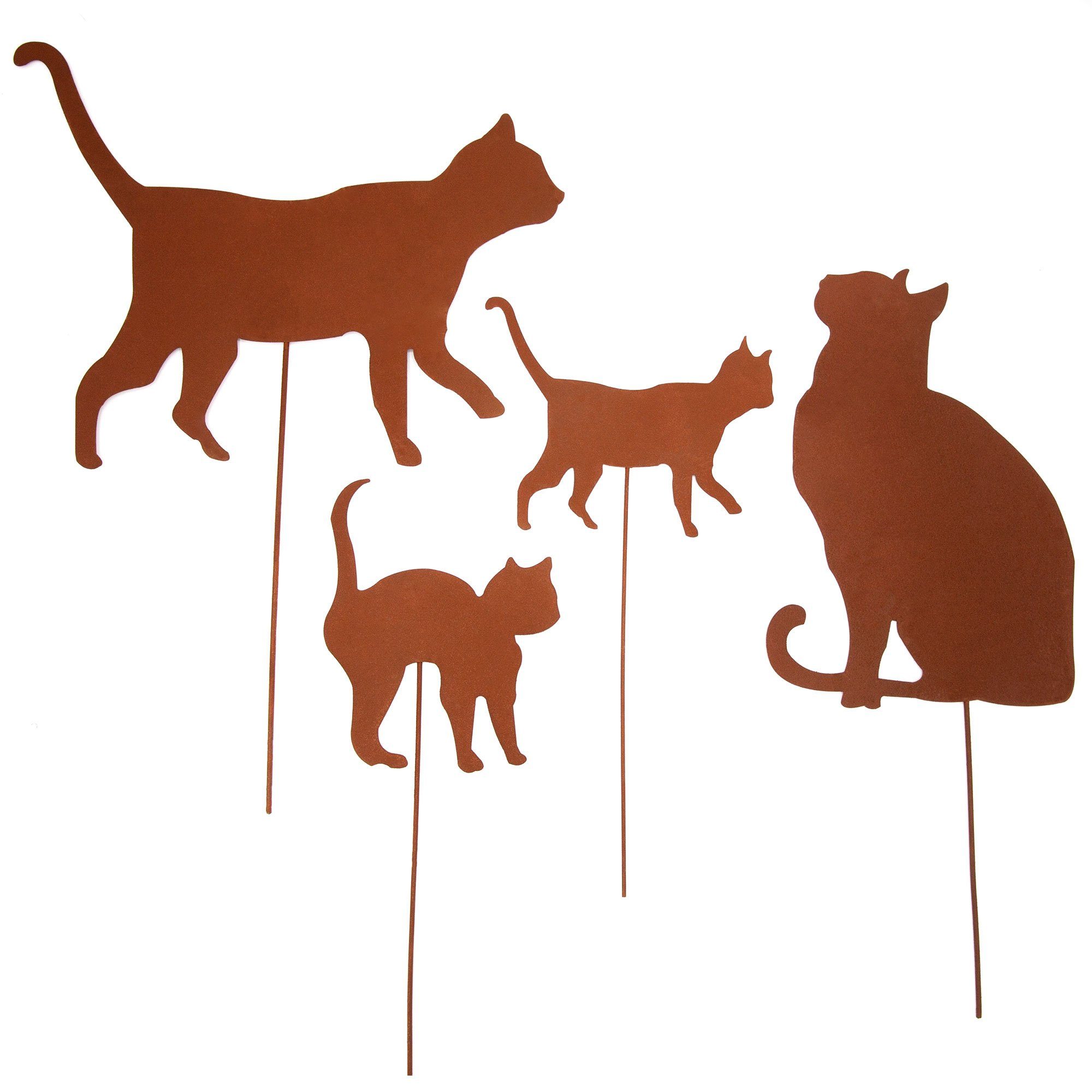 UNUS GARDEN Gartenstecker Gartenstecker Metall Rostoptik 4er Set Katzenmoti günstig online kaufen