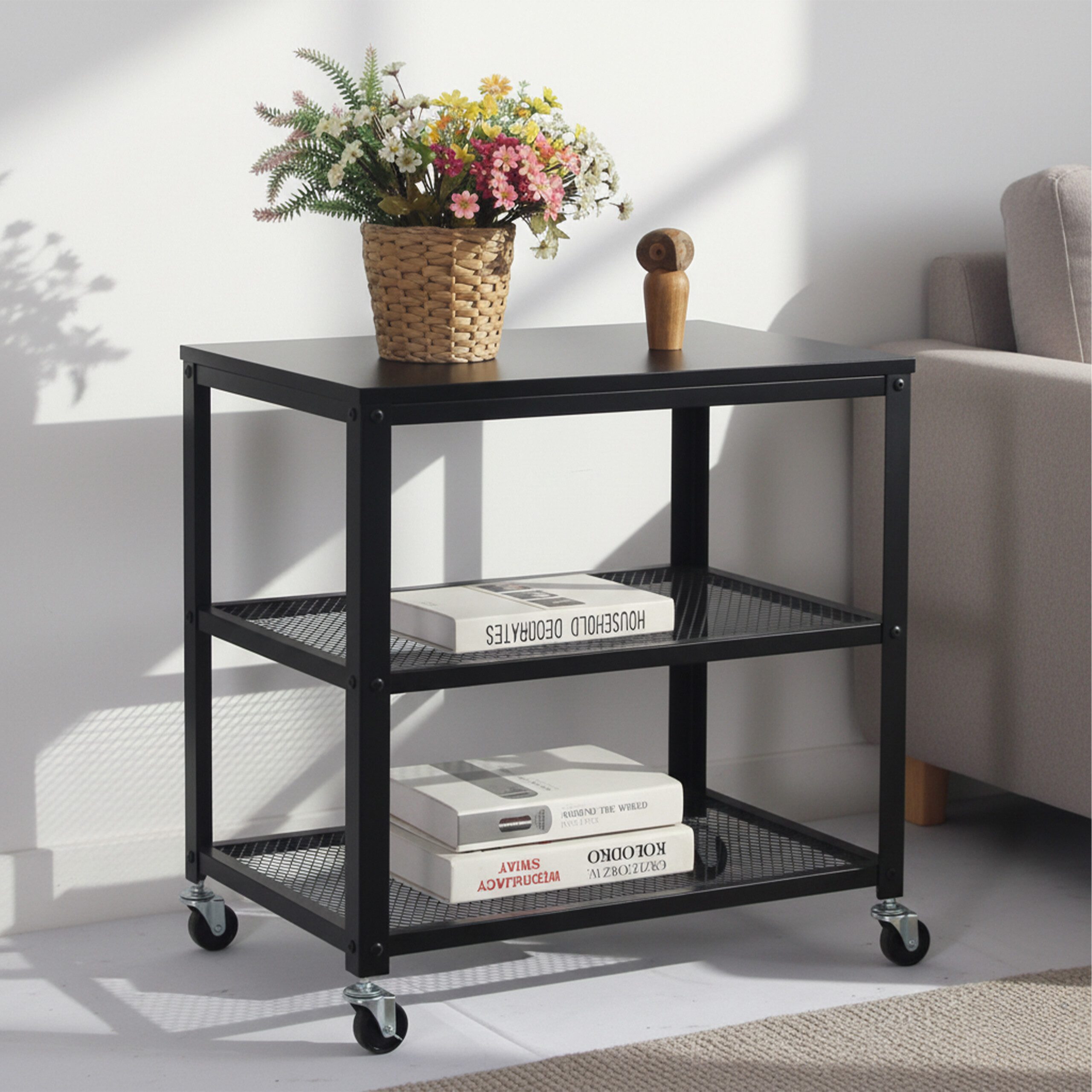 relaxdays Servierwagen Schwarzer Rollwagen 3 Ebenen, (1 St) günstig online kaufen