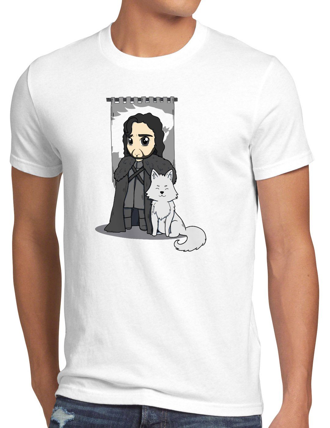 snow Herren Schnee weiß lord chibi kommandant Print-Shirt style3 der nachtwache T-Shirt Jon