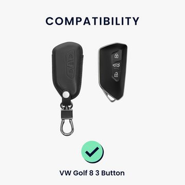 kwmobile Schlüsseltasche Autoschlüssel Hülle für VW Golf 8 (1-tlg), Leder Schutzhülle Schlüsselhülle Cover - Schlüssel Case