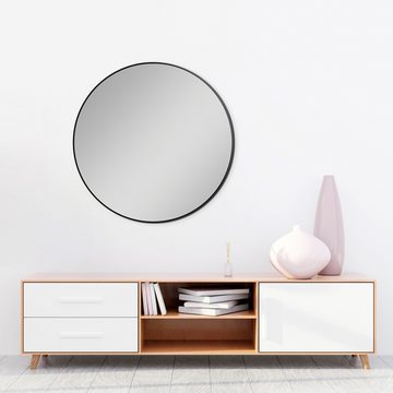 Talos Badspiegel Picasso schwarz Ø 80 cm, hochwertiger Aluminiumrahmen