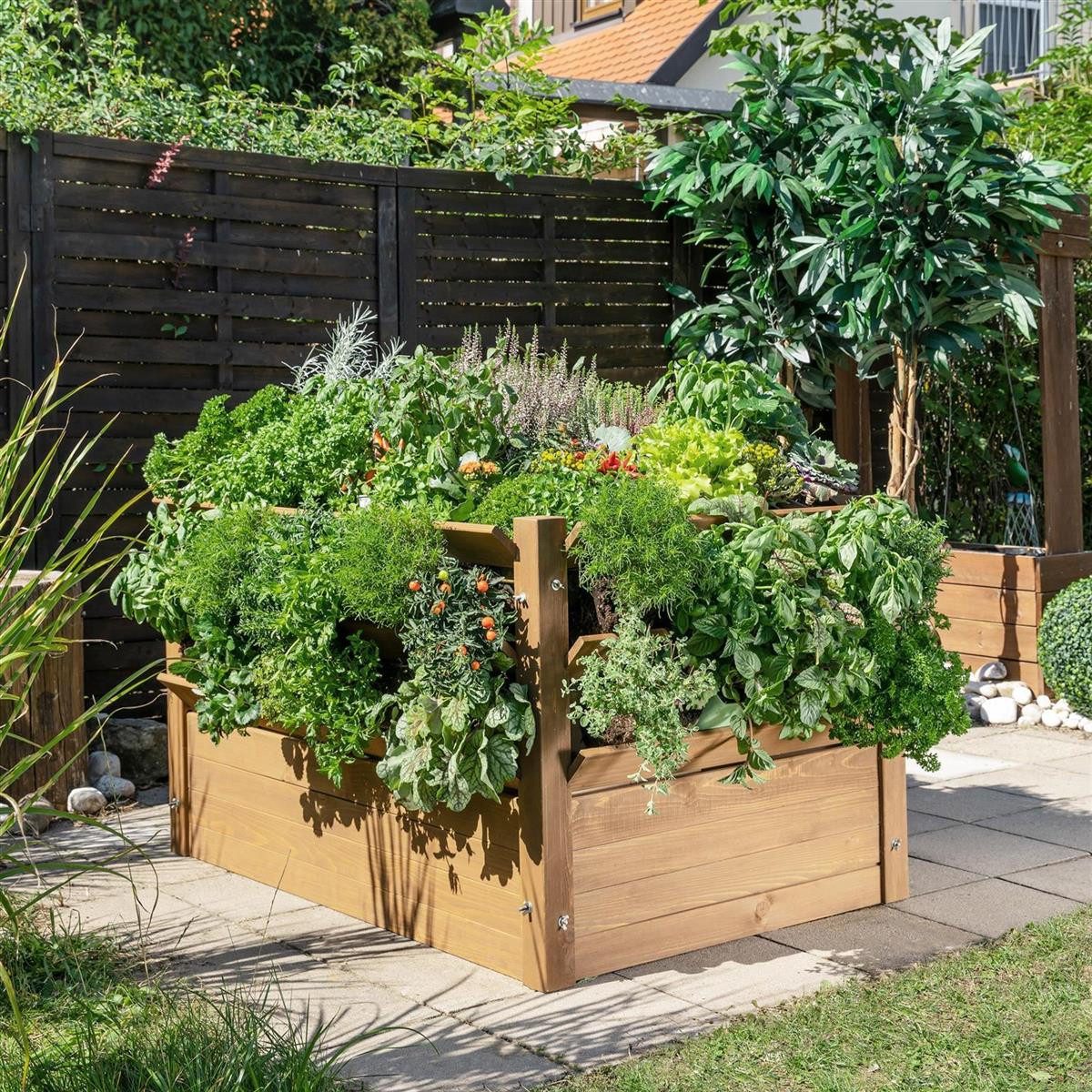 matrasa Hochbeet für Kräuter & Gemüse aus Fichtenholz - Kräuterhochbeet 124x90x73cm