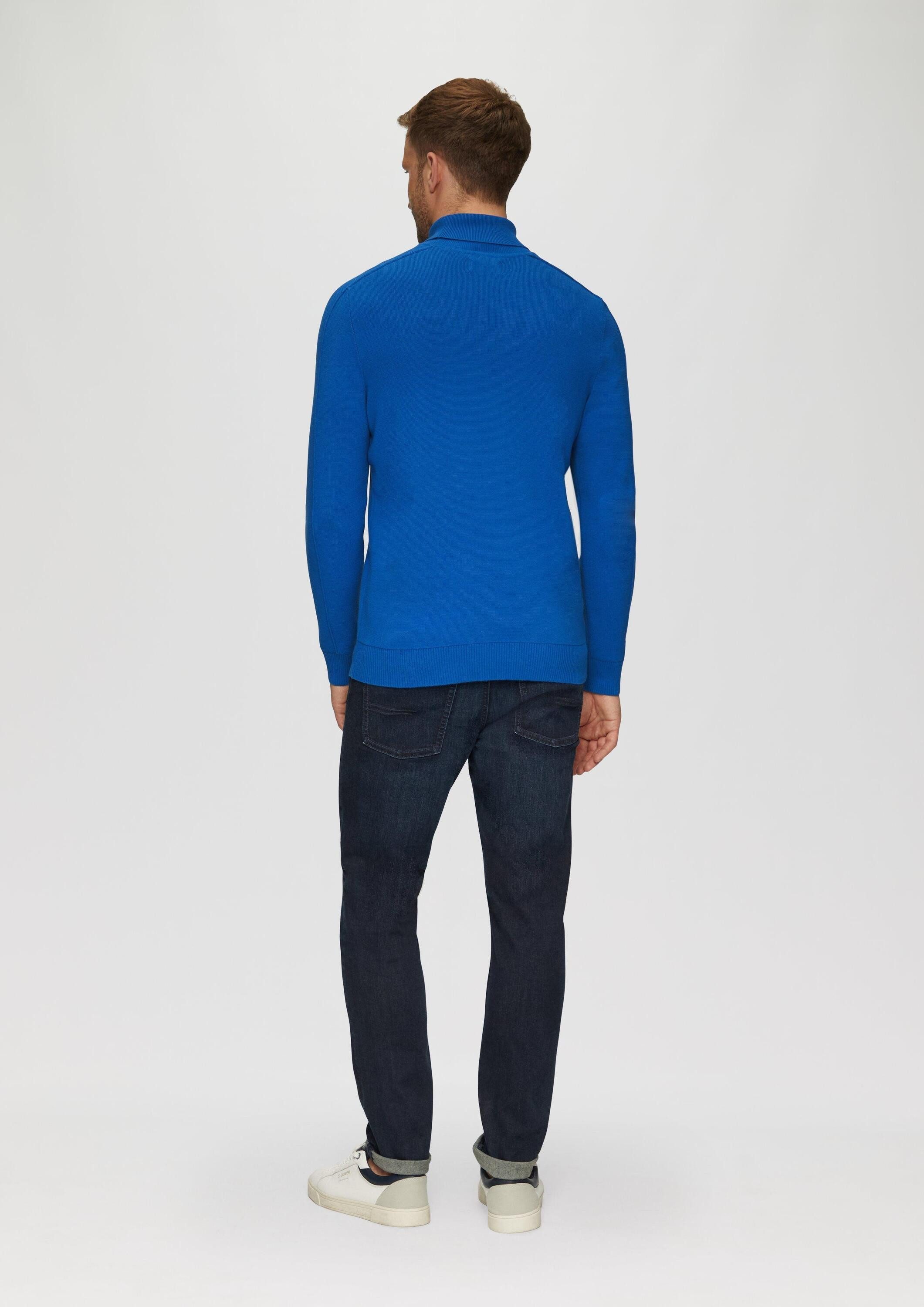 s.Oliver Longpullover Strickpullover Strukturierter Rollkragenpullover mit Naht-Details