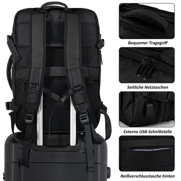 TAN.TOMI Laptoprucksack 50L Reiserucksack Herren groß mit Nassfach & Laptopfach 17 Zoll, Erweiterbarer Handgepäck Business 30-50L für Ferien Wandern Reise