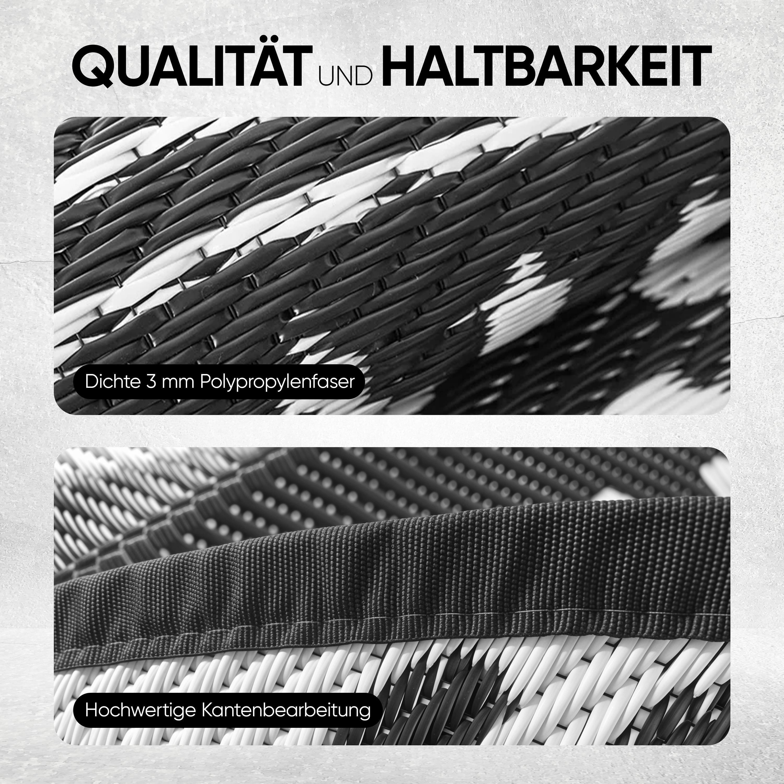 EVOCAMP Zeltteppiche Outdoor Picknick Teppich, Vorzeltteppich, wetterfest und leicht, Rund, schnelltrocknender Terassenteppich, UV-beständig, mit Tragetasche