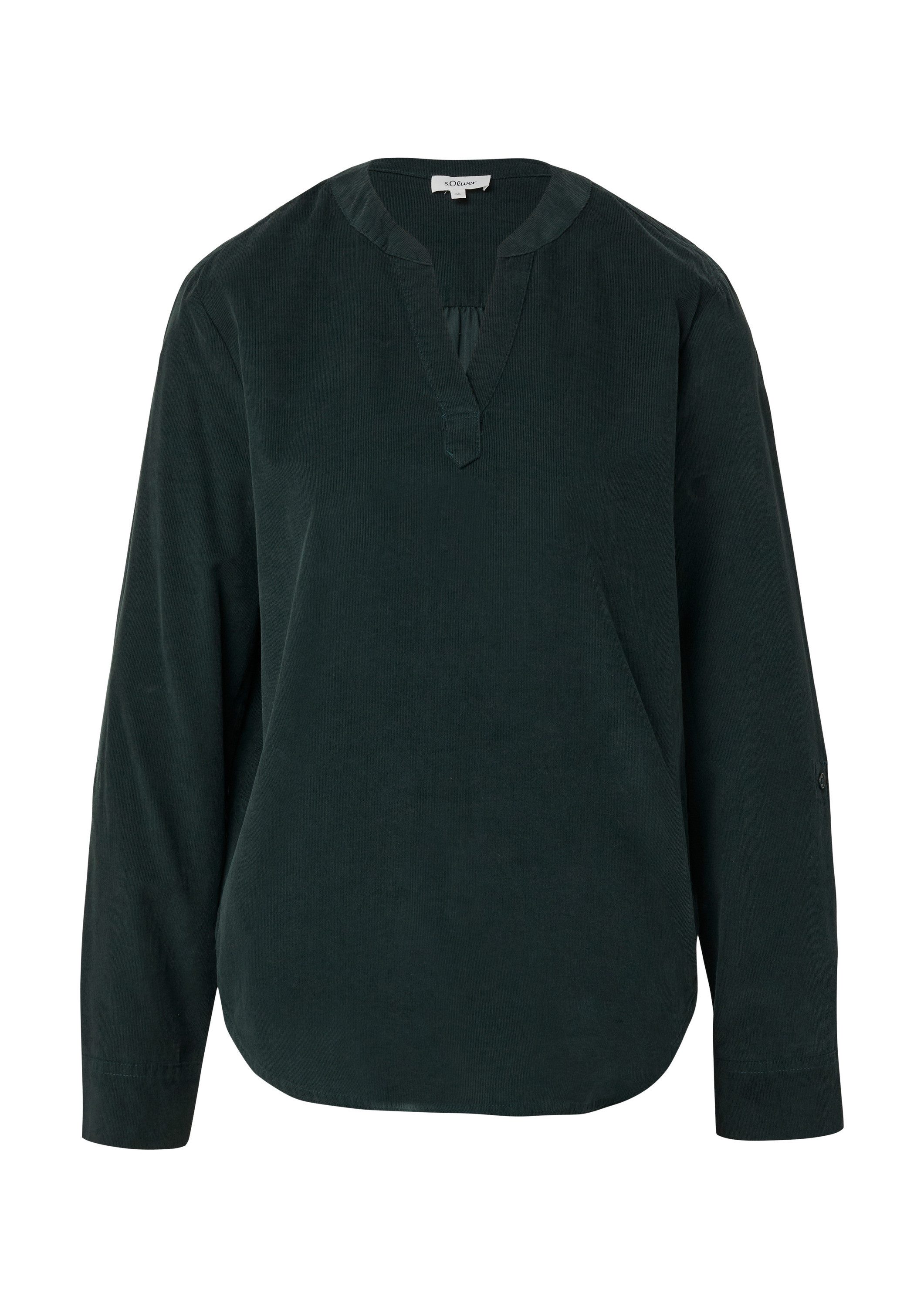 s.Oliver Langarmbluse Bluse Feincord-Bluse mit Turn-up und Raffung am Rücke günstig online kaufen