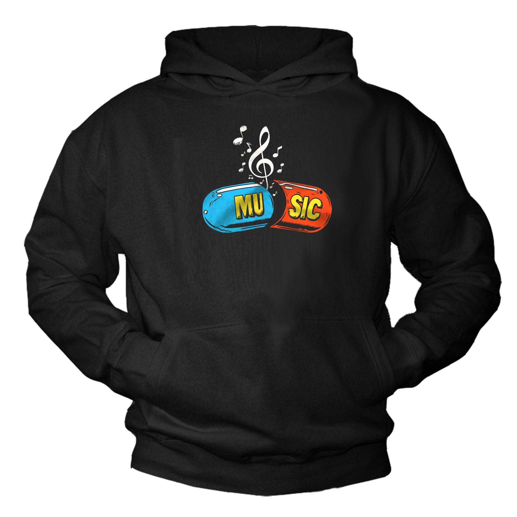 MAKAYA Kapuzenpullover Musik Hoodie für Männer mit DJ Print – Festival Look in Schwarz (Schwarz, S, M, L, XL, XXL, XXXL, XXXXL) Baumwolle