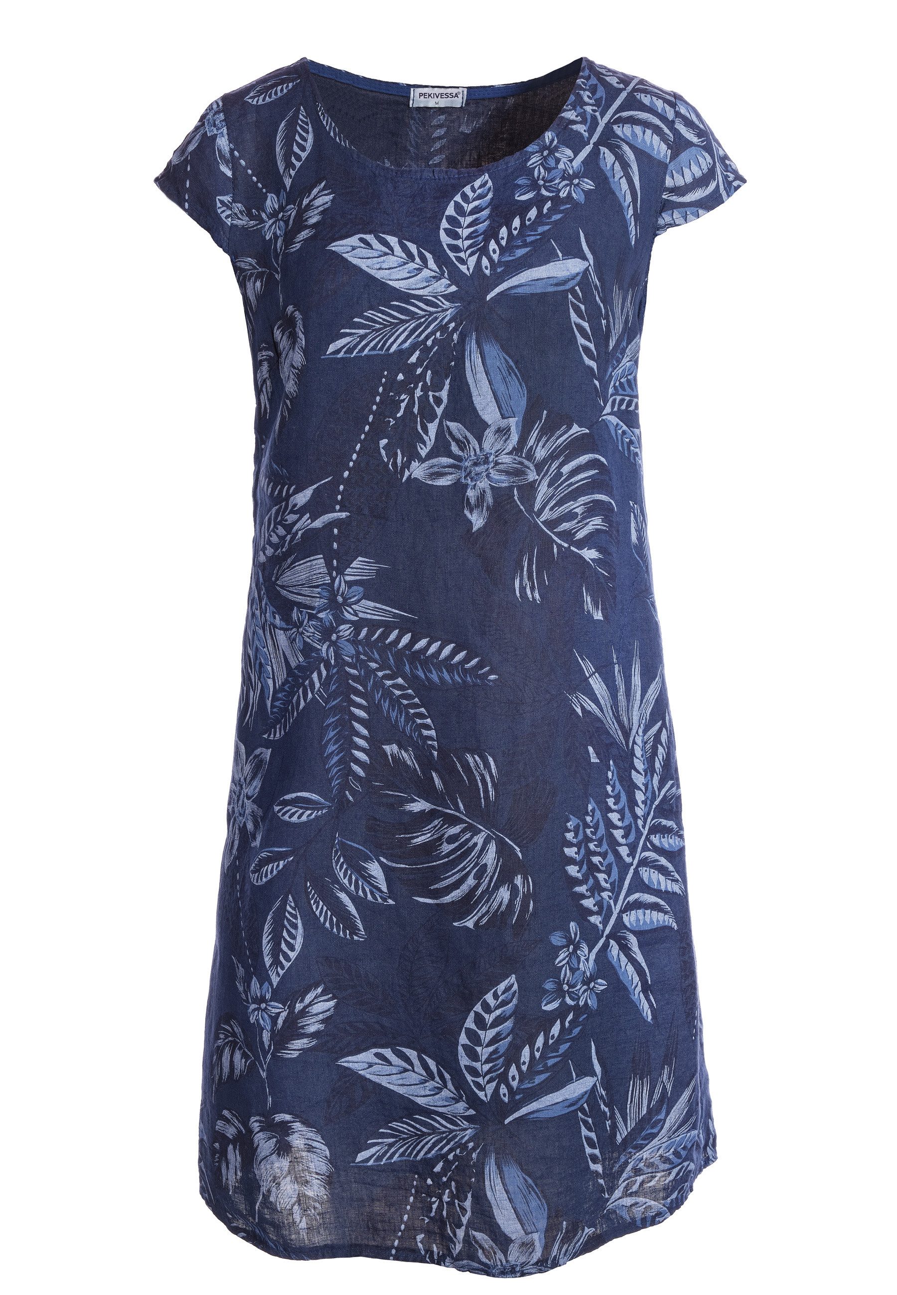 PEKIVESSA Sommerkleid Leinenkleid knielang kurzarm mit günstig online kaufen