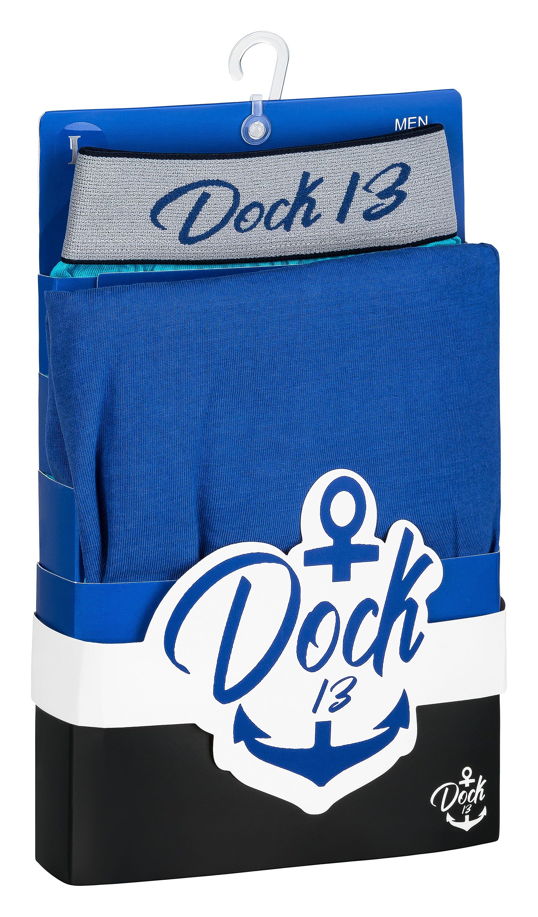 Dock13 Weiter 2er-Pack) (Hellblau gewebter Dock13 Logo / Bund, 3X-Large (2er-Pack, Boxer 2-St., Männer gesticktes Dunkelblau) Boxershorts