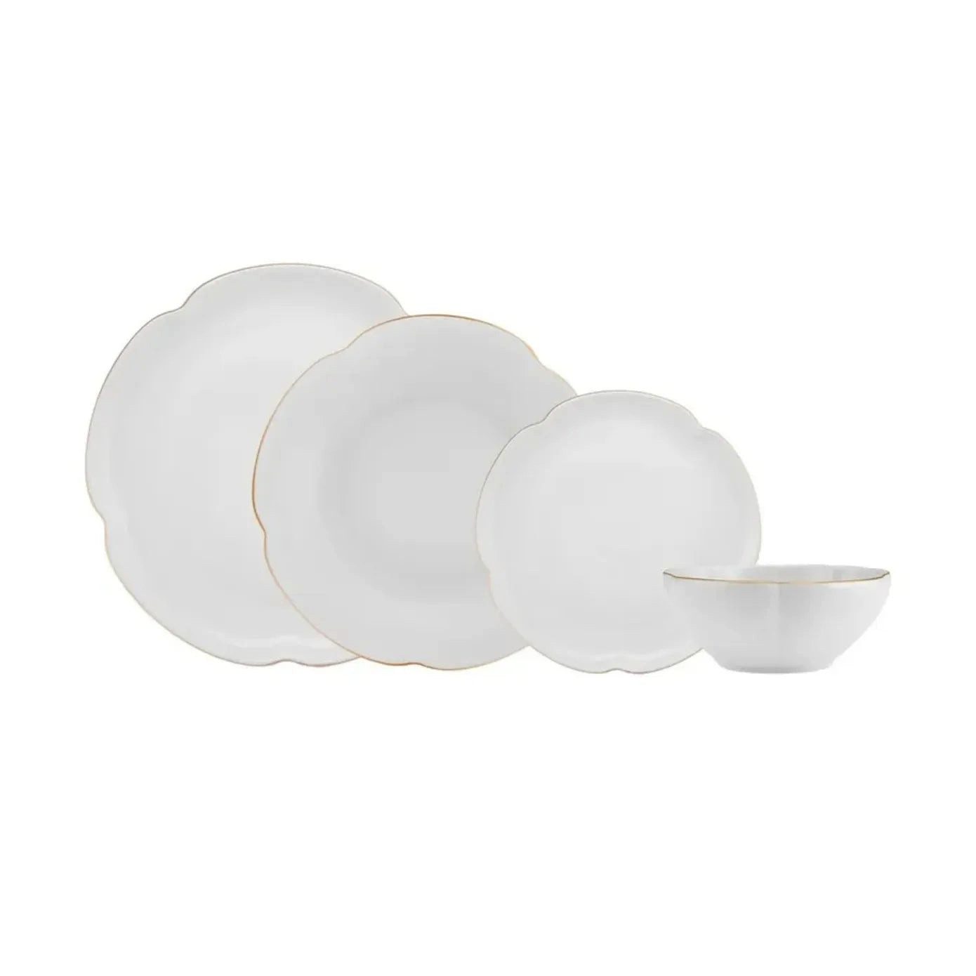 Karaca Geschirr-Set Flora Geschirrset für 6 Personen 24-teiliges Tafelservice, Gold (24-tlg), 6 Personen, KNOCHENPORZELLAN