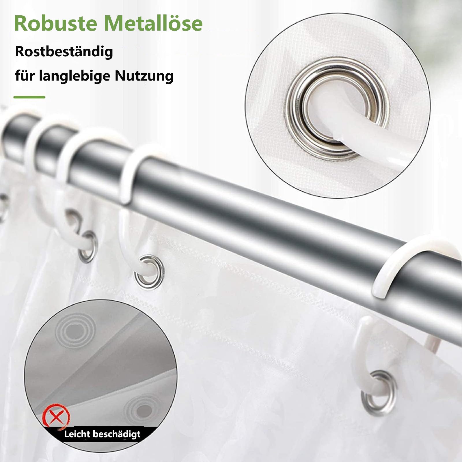 FOUORTUNATE-BEE Duschvorhang Blätter Duschvorhang Anti-Schimmel Wasserdichter Duschvorhang Breite 180 cm (Badewanne Vorhang Schnell Trocknend für Badezimmer, Duschvorhang Waschbar mit 13 Ringen)