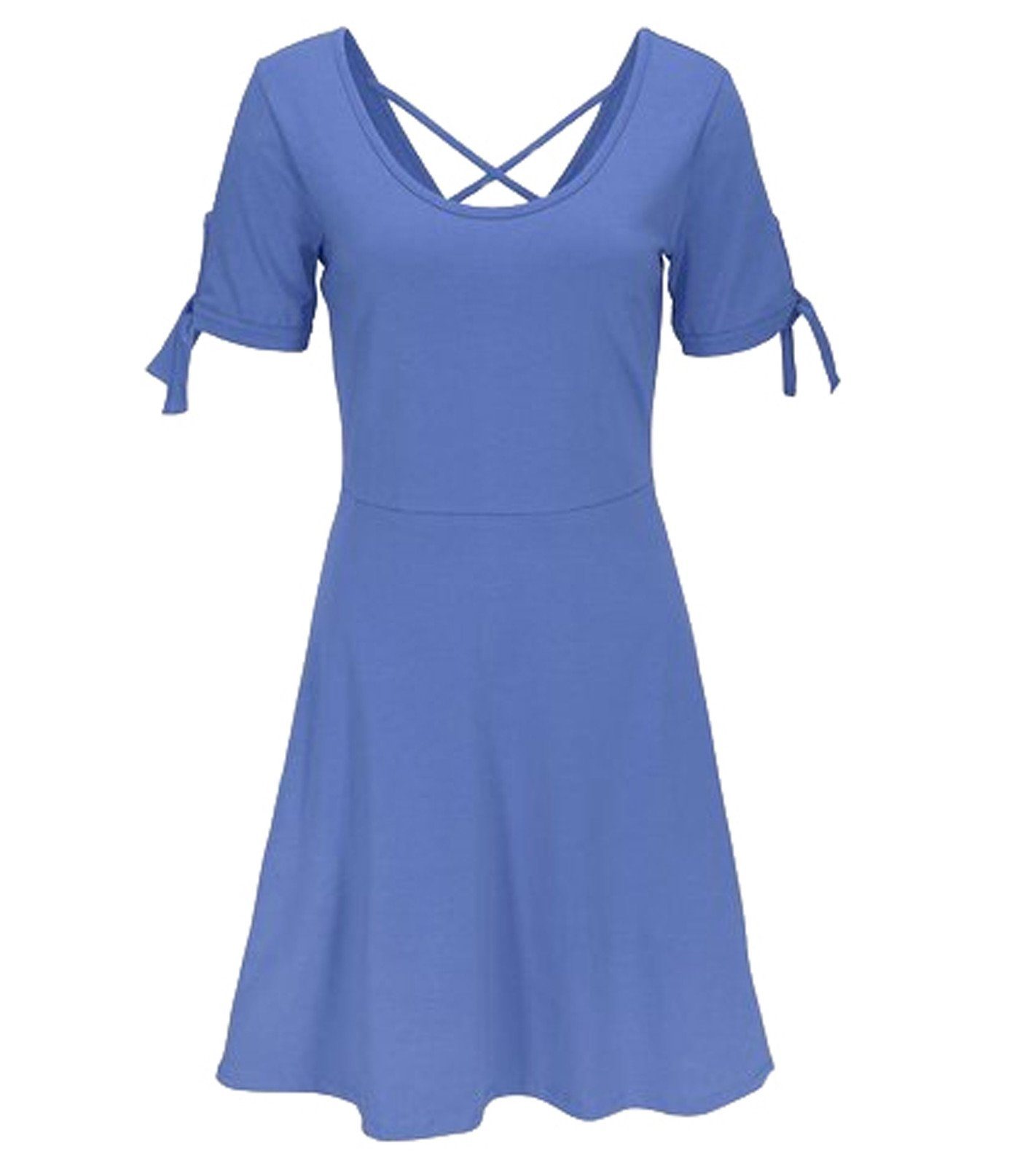 BEACH TIME Strandkleid »beachtime Mini-Kleid tailliertes Damen Strand-Kleid  mit Rundhals-Ausschnitt Jersey-Kleid Hellblau« online kaufen | OTTO