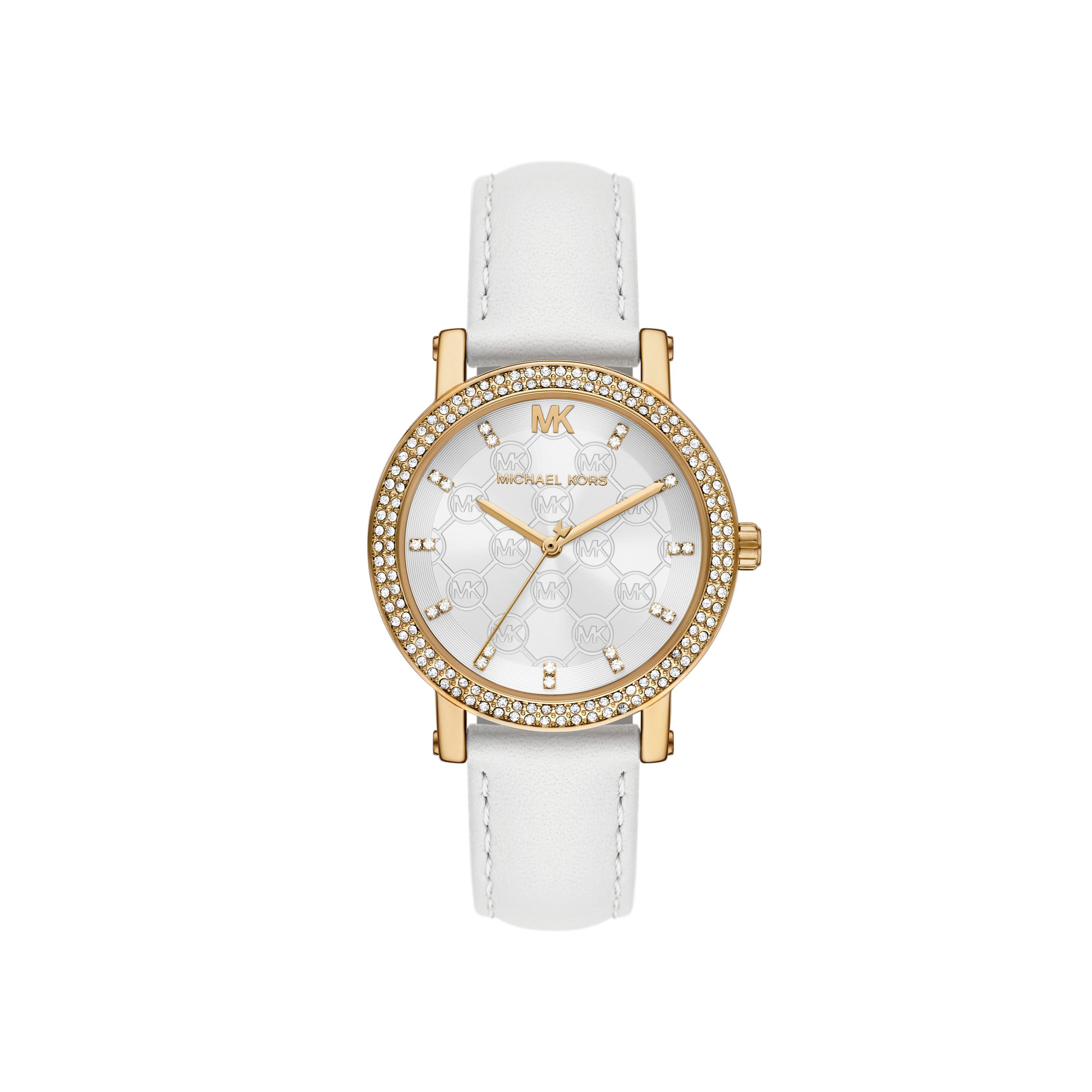 MICHAEL KORS Quarzuhr COREY MK7551, Armbanduhr, Damenuhr, Lederarmband, analog, Glassteine