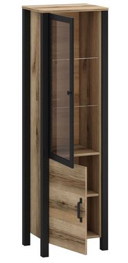 Feldmann-Wohnen Vitrine Derby (Derby, 1-St., Vitrine) 56x43x191cm Eiche Delano hell / schwarz