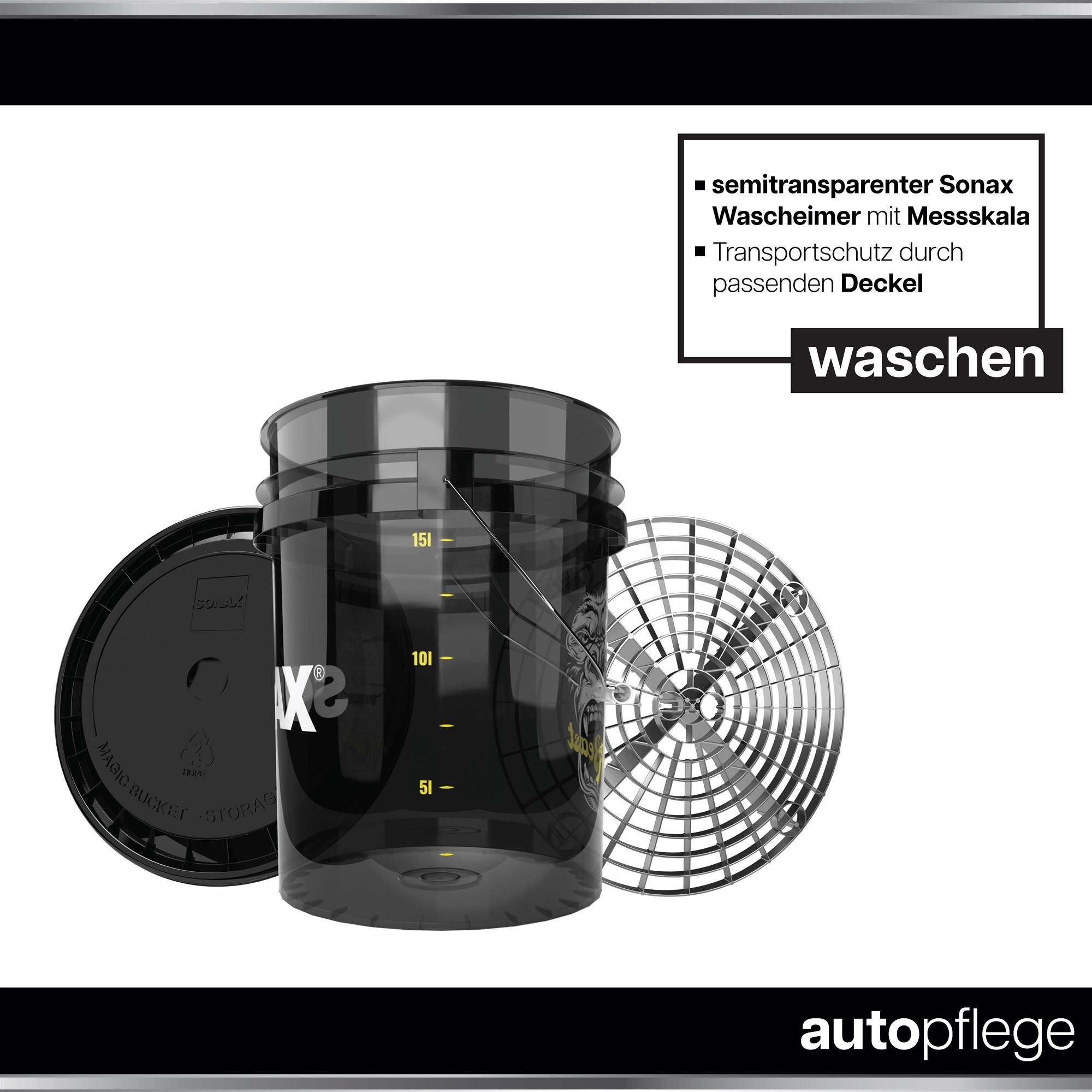 autopflege Reinigungs-Set Sonax Felgenreiniger Set Auto Wascheimer mit Zubehör, (9-St), Auto Wascheimer Set - mit Felgenreiniger, Versiegelung, Detailer
