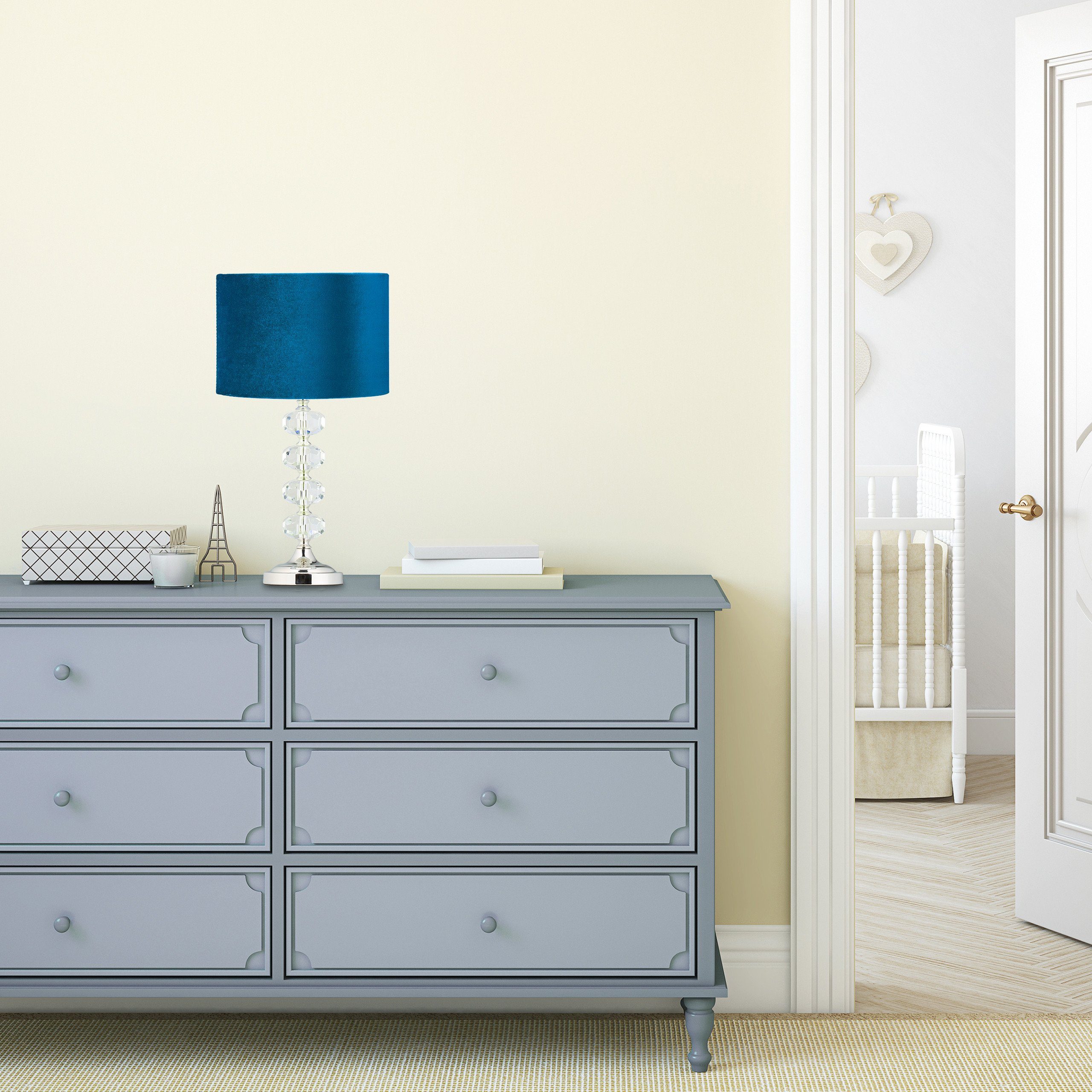 relaxdays Nachttischlampe Tischlampe Kristall und Samt in Blau