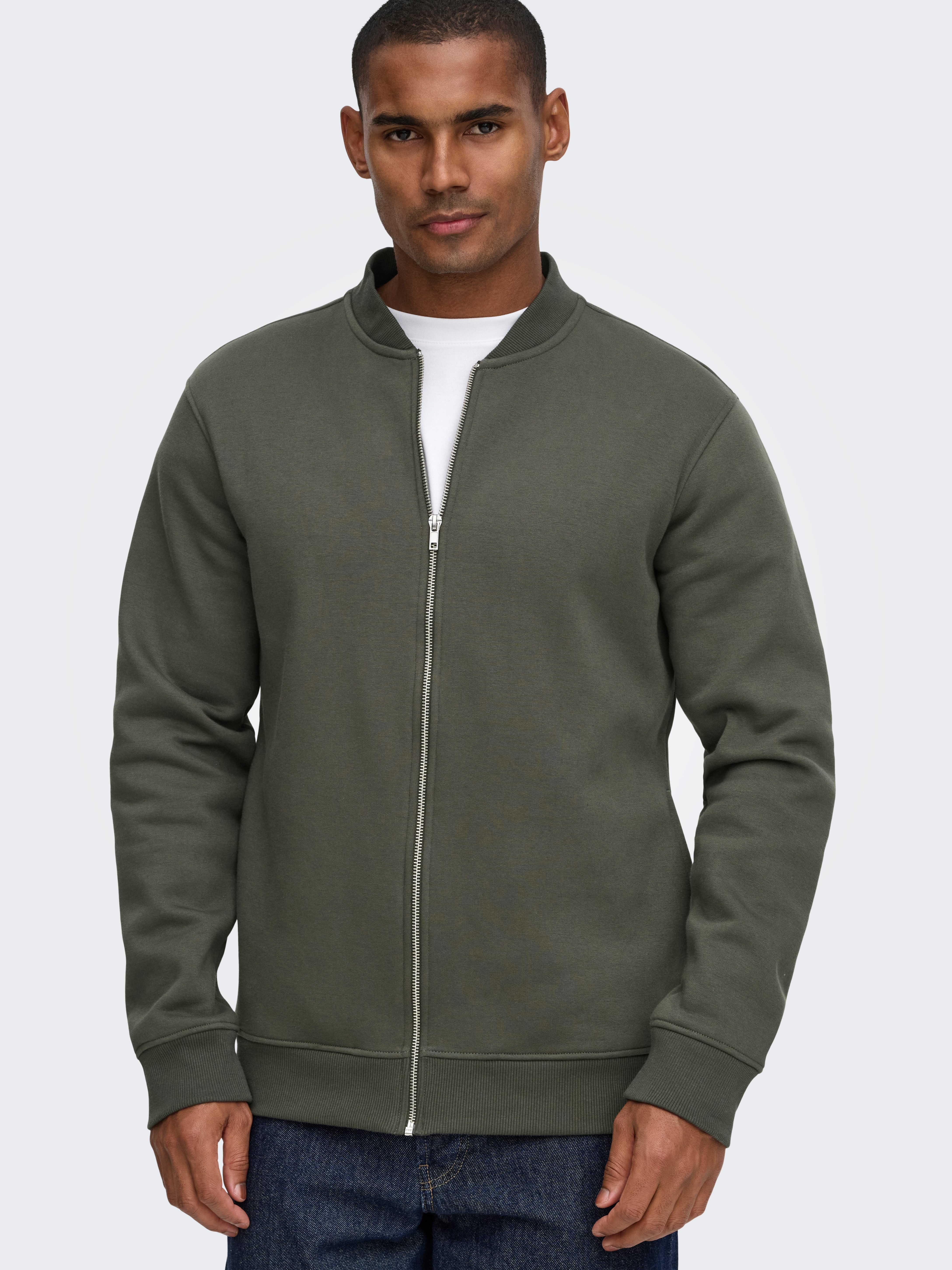 ONLY & SONS Sweatjacke ONSCERES REG ZIP BOMBER JCK NOOS Baumwollmischung, regular fit