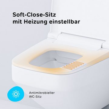 AM.PM Tiefspül-WC Inspire V2.0 hänge wc, Spülrandloses WC, Tiefspüler, wandhängend, Hängende Montage, Abgang waagerecht, Beleuchtung, Sitzheizung, Hydromassagefunktion