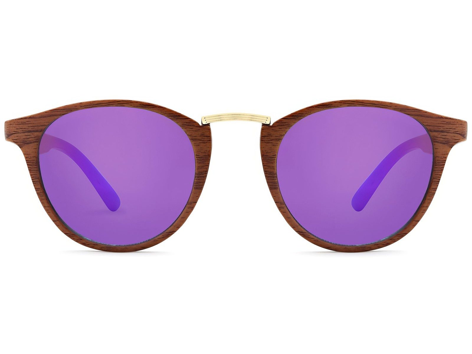styleBREAKER Sonnenbrille Panto Sonnenbrille Holzoptik Runde Retro Brille UV400 (1-St) Verspiegelt