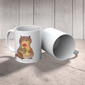 Mr. & Mrs. Panda Tasse Otter Blumenstrauß - Weiß - Geschenk, Seeotter, Fischotter, Keramikta, Keramik, Langlebige Designs