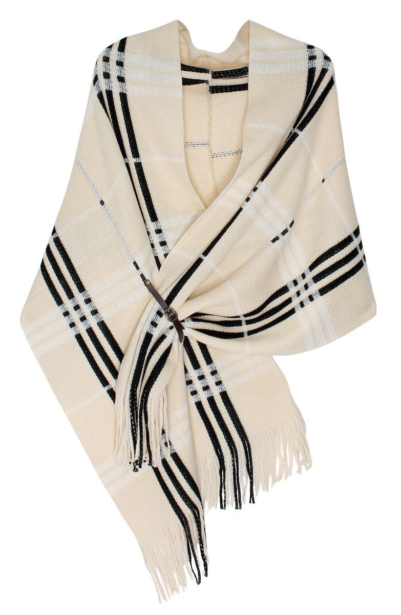 dy_mode Strickponcho Damen Strickponcho mit Fransen Poncho XXL Schal / Stol günstig online kaufen