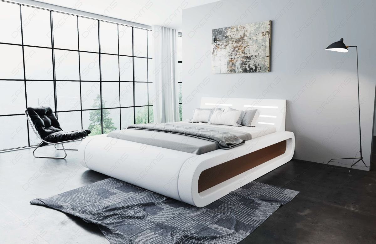 Sofa Dreams Boxspringbett Sorano (6 Teile), LED-Beleuchtung im Kopfteil, Bett in Kunstlederbezug, Matratze, Topper