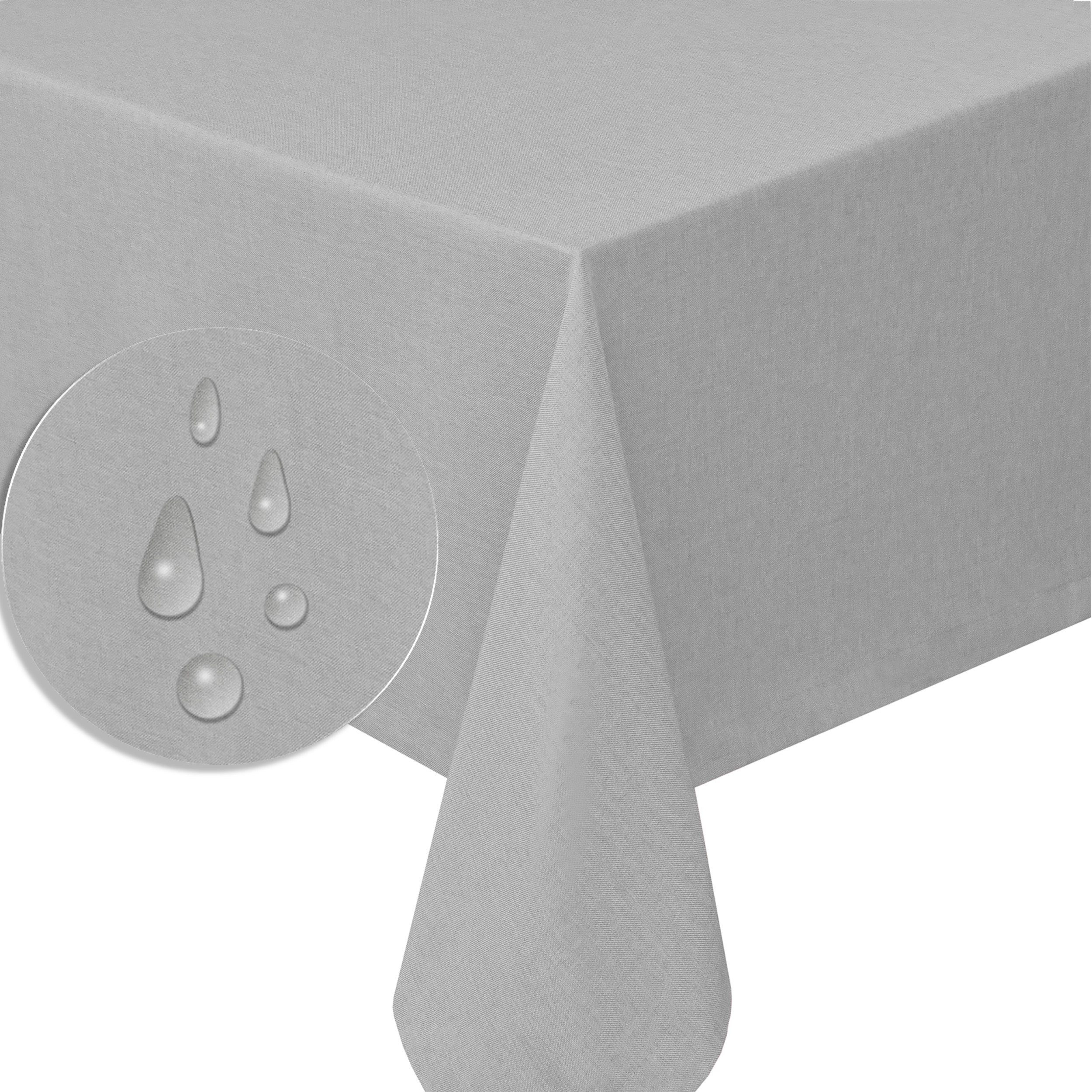 Tischdecke pflegeleicht schmutzabweisend tafeltuch Leinenstruktur abwaschbar Hellgrau Fiora Leinen Optik Lotuseffekt Tischdecke Tischtuch