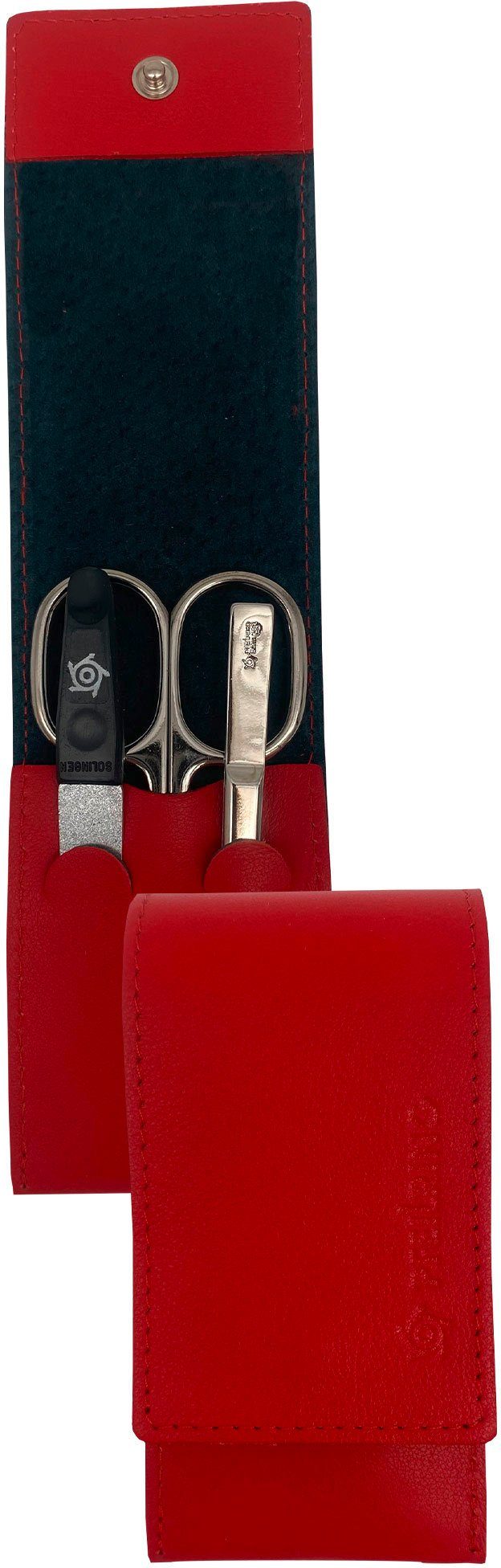 3 Taschenetui Maniküre-Etui, PFEILRING Nappaleder rot tlg.,