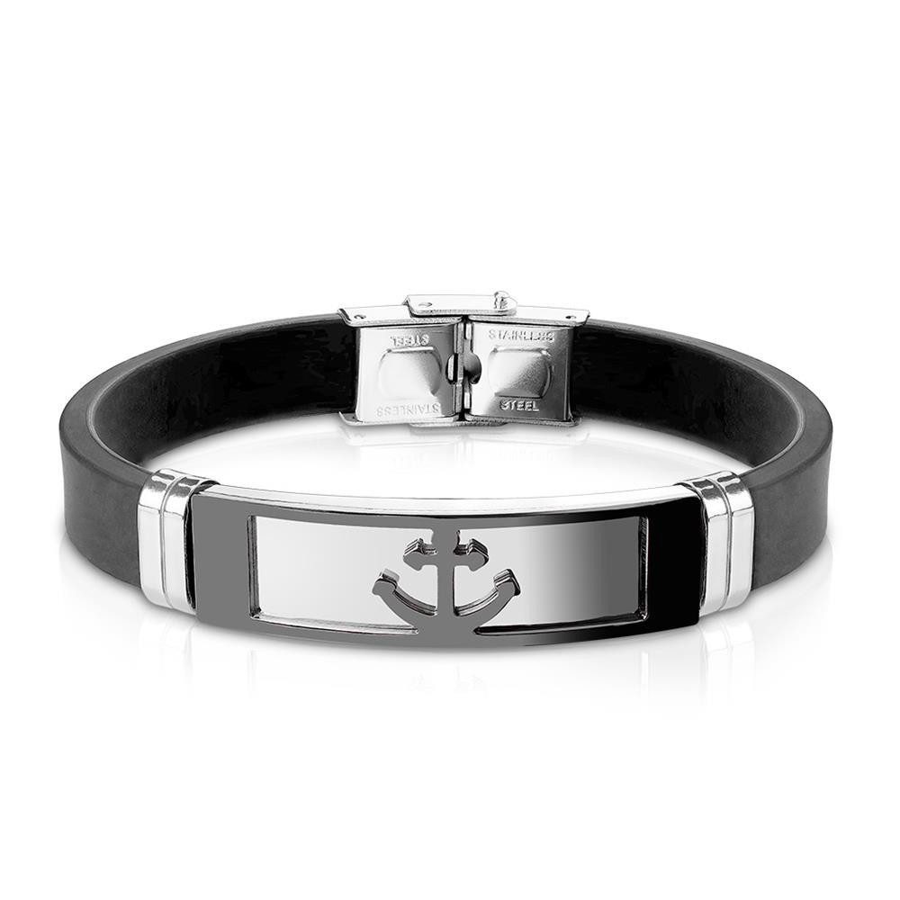 BUNGSA Armband schwarzer Anker - Armband Anker schwarz aus Silikon Herren (1 Armband, 1-tlg), Bracelet Armschmuck