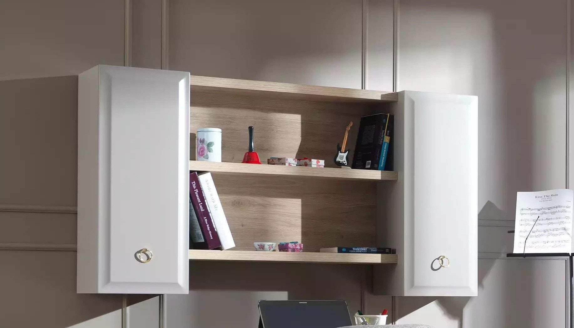 Xlmoebel Hängeschrank Wandregal aus grauem Holz für das Kinderzimmer mit modernem Design (1-St., Hängeschrank) Hergestellt in Europa