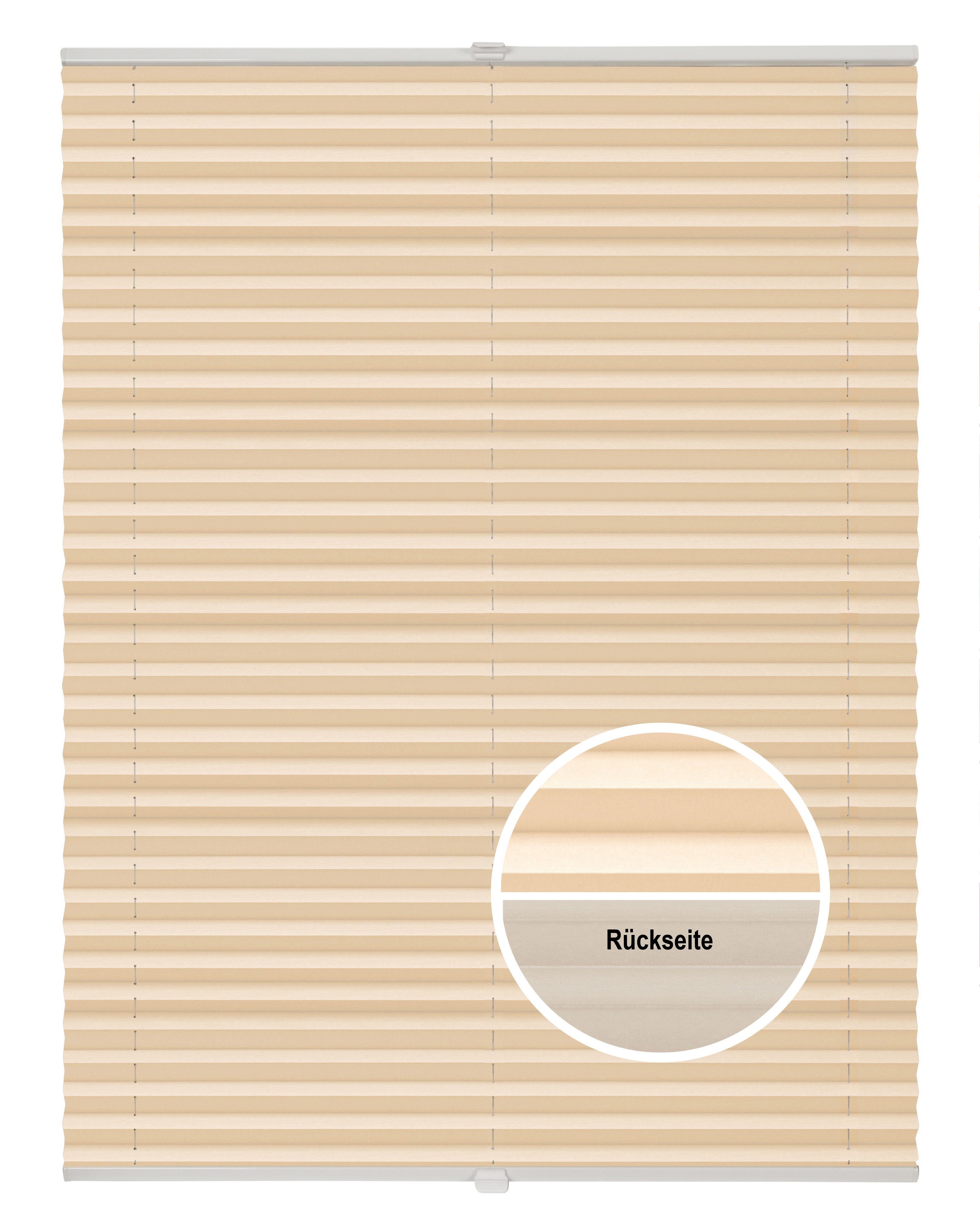 Plissee Basic Thermo, ondeco, ohne Bohren, verspannt, Klemmträger mit Feststellschraube Hellorange