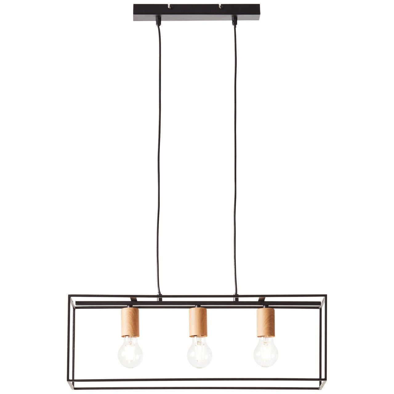 Brilliant Pendelleuchte Arica, Lampe, Arica schwarz/holzfarbend, A60, E27, 3x Pendelleuchte 60W 3flg