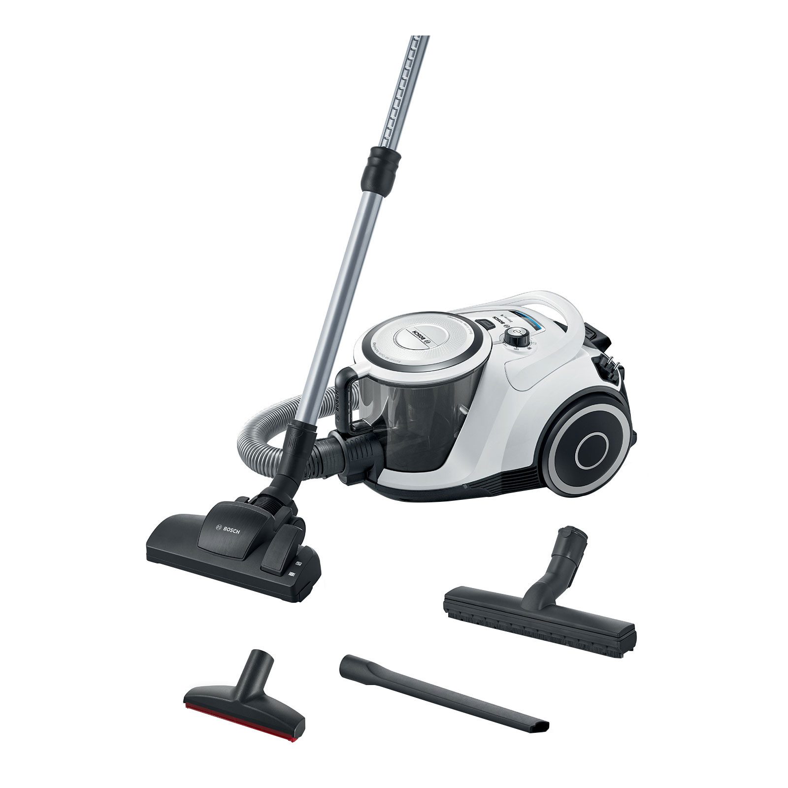 BOSCH Bodenstaubsauger BGC41XALL, Beutellos, Fugendüse, Polsterdüse, Möbelpinsel, 10 m Aktionsradius