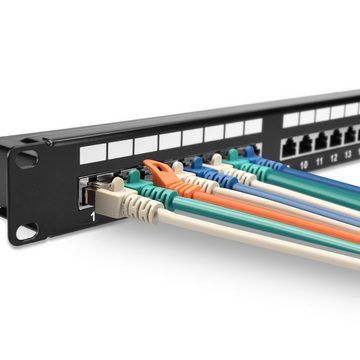 kwmobile 24 Port Patchpanel Cat6 Verteiler, 19 Patchfeld geschirmt" Netzwerk-Adapter, 48,40 cm