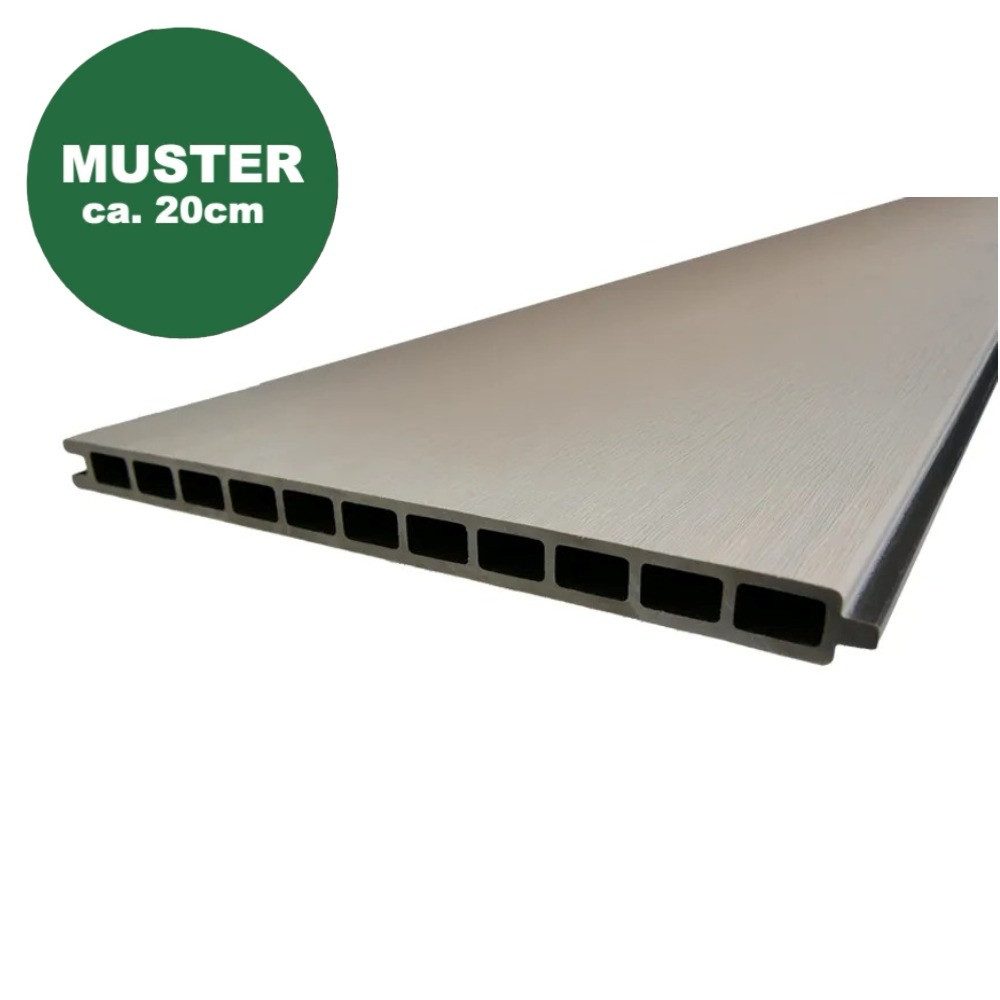 Woodstore24 Zaun Komplettset XXXL Premium coex. WPC Zaun zum einbetonieren beige, (Sichtschutz - 1,79 m Breite, 1,73 Höhe, 2 cm Stärke, Lamellenzaun Komplettset inkl. Pfosten, Start- und Endprofil), Stecksystem, Lamelle aus recyceltem Kunststoff & Holzfas