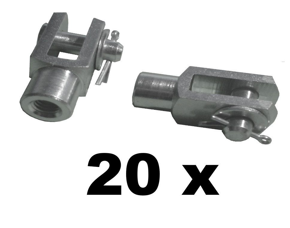 mbo Oßwald GmbH & Co KG Anhänger 20x Gabelkopf 5x10 - M5 + Sicherungsbolzen /Splintbolzen verzinkt