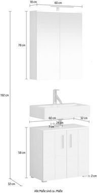 welltime Badmöbel-Set Prag, (Set, 2-St), Waschbeckenunterschrank & Spiegelschrank