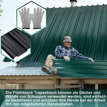 Clanmacy Trapezblech Deckenplatten 129x46cm 7 Wellplatte Dachpaneele Profilblech (12st), 129x46x0.25 mm (Set 12-St) UV-Schutz, Wasserfest, Wetterfest, Rostresistent, Korrosionsbeständig