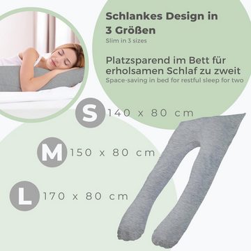 Lilly and Ben Seitenschläferkissen, 1-tlg., Schwangerschaftskissen mit formstabiler Füllung, Lagerungskissen in 3 Längen, ergonomisch geformtes Body Pillow in Grau