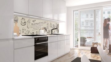 Stickerprofis Küchenrückwand BREAKFAST, (Premium), 1,5mm, selbstklebend, hält auf besonders vielen Öberflächen
